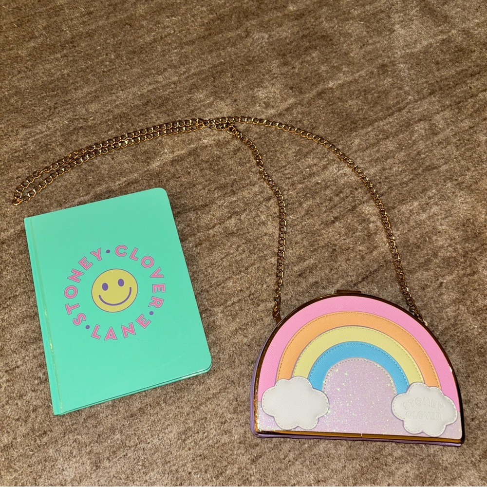 Stoney Clover rainbow clutch with notebook